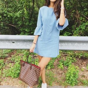 Zara “soft fake denim fabric look” blue dress